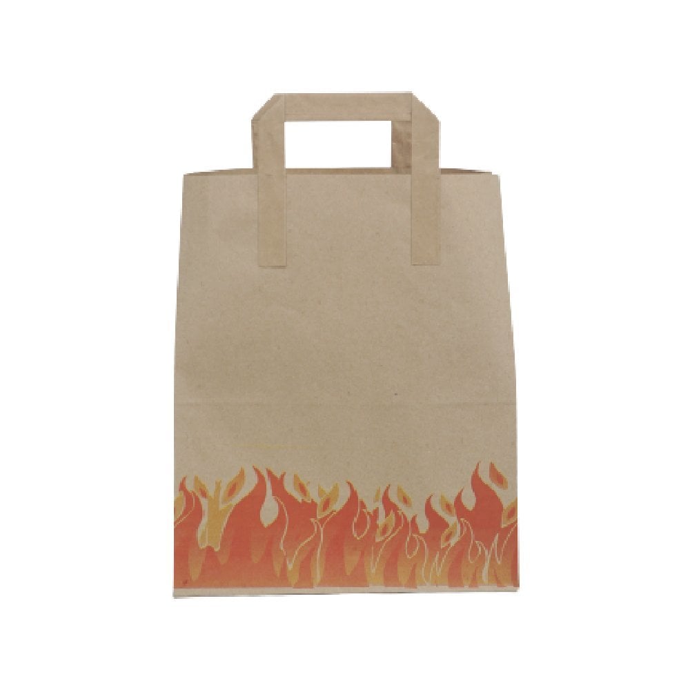 Çanta Kraft 25x30x14 cm Düz Sap Alev Desenli 50 ADETLİ PAKET