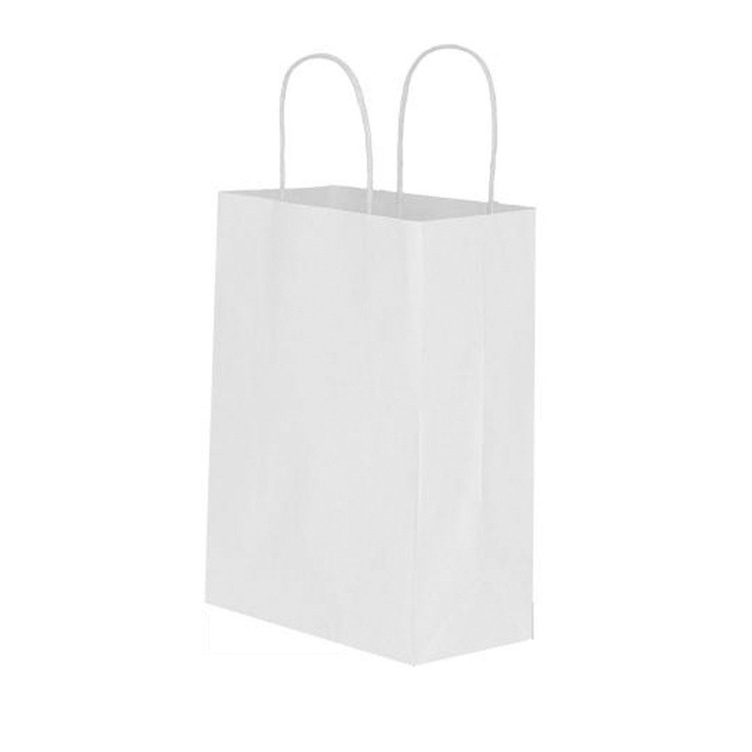 Çanta Beyaz Kraft 18x24x9 cm Burgu Sap Beyaz 50 ADETLİ PAKET