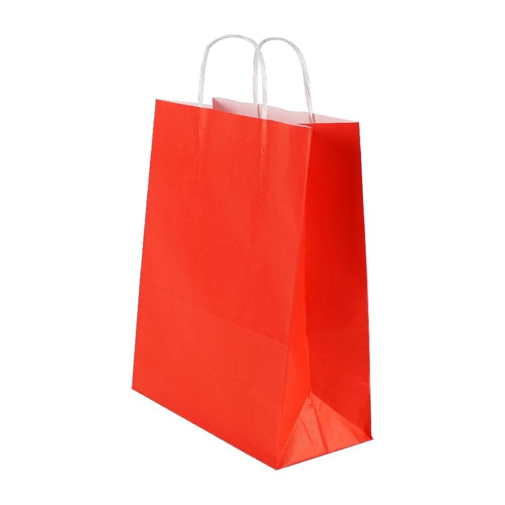 Çanta Kraft 18x24x9 cm Burgu Sap Kırmızı 400 ADETLİ KOLİ