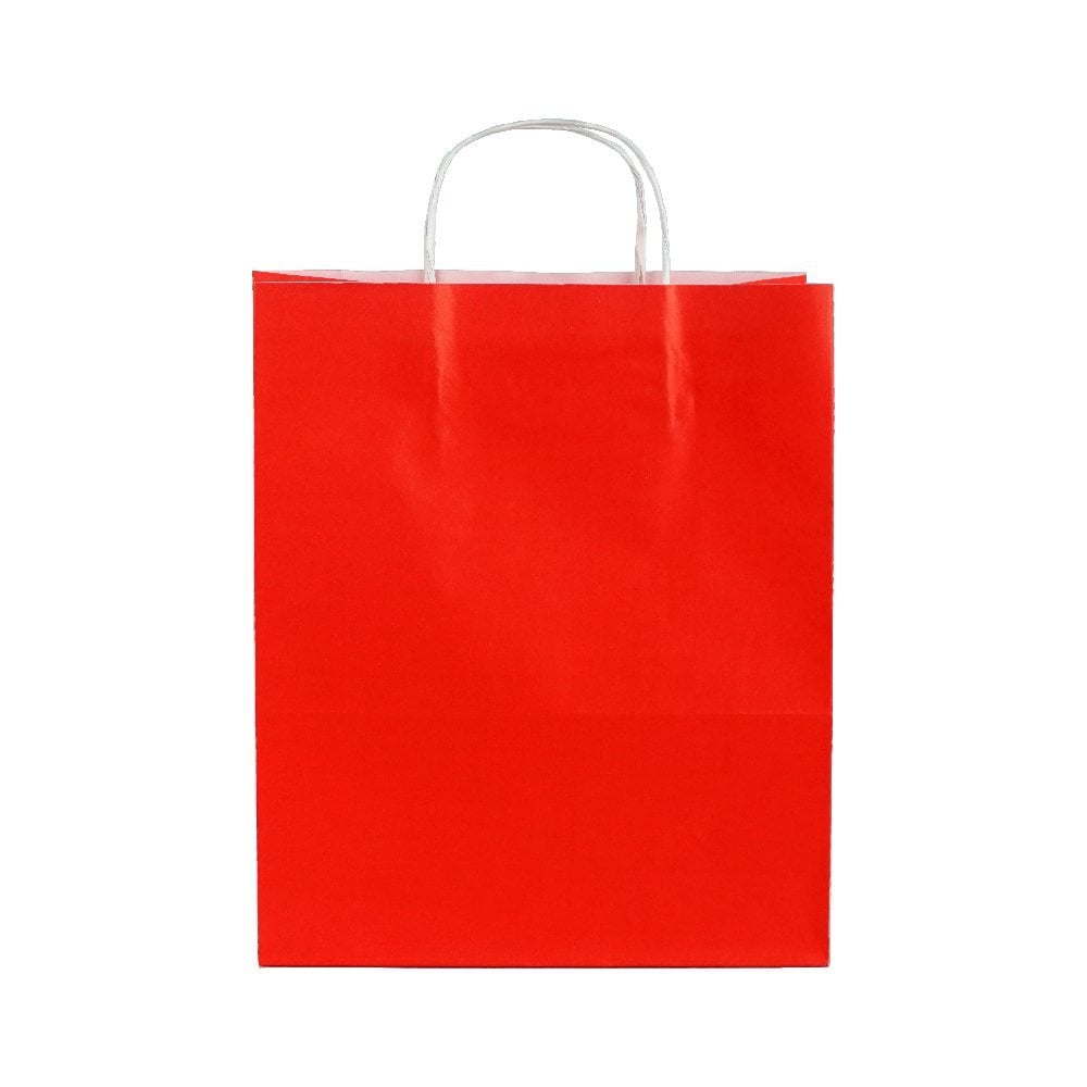 Çanta Kraft 18x24x9 cm Burgu Sap Kırmızı 400 ADETLİ KOLİ