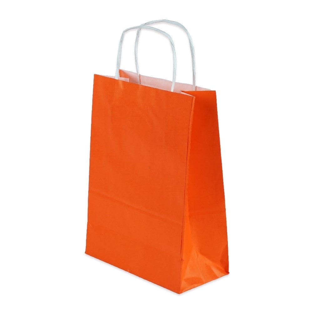 Çanta Beyaz Kraft 18x24x9 cm Burgu Sap Turuncu 400 ADETLİ KOLİ