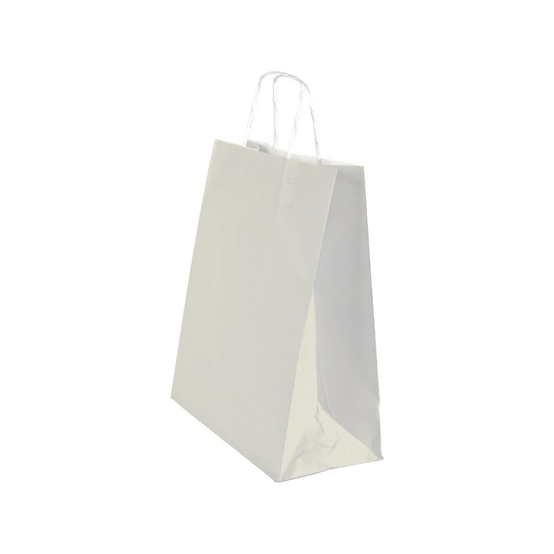 Çanta Beyaz Kraft 32x40x12 Cm Burgu Sap Turuncu 250 Adetli Koli