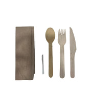 Yemek Seti 5 li Ahşap Çatal,Bıçak,Kaşık,Peçete,Kürdan