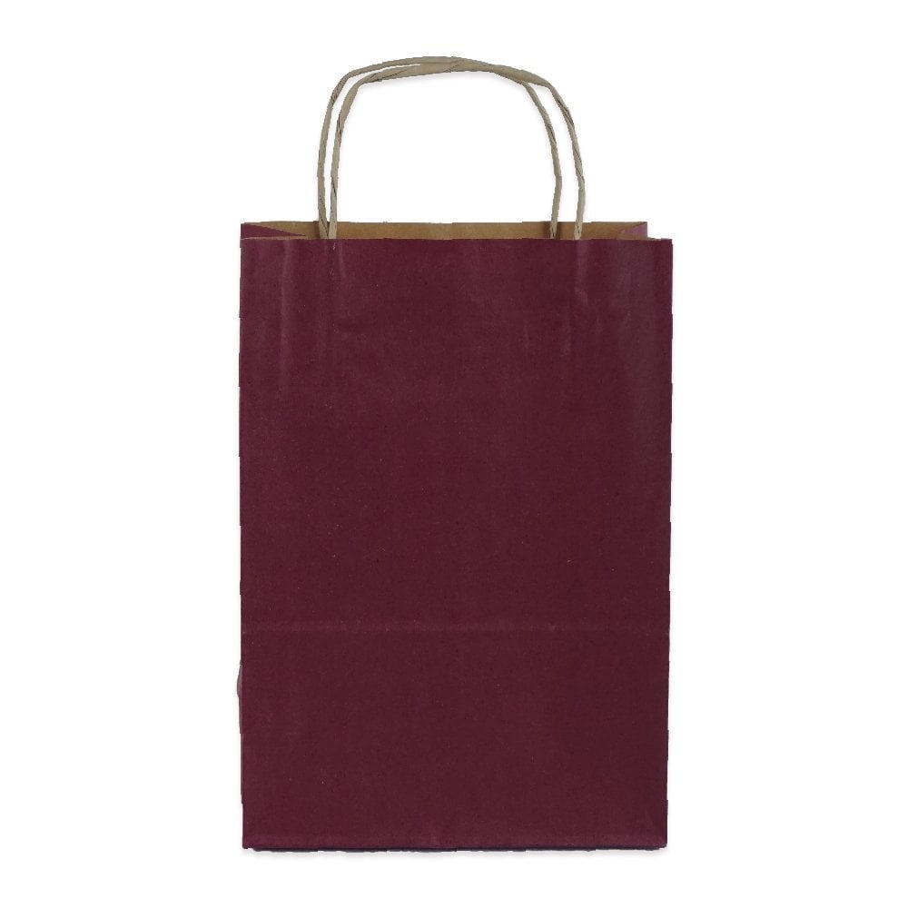 Bordo Burgu Saplı Orta Boy Kağıt Çanta 25x31x12 cm