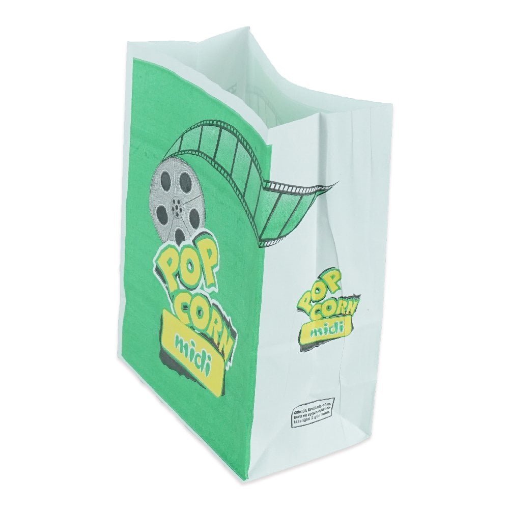 Kese Popcorn Midi 15x20x8 Cm Beyaz Kraft