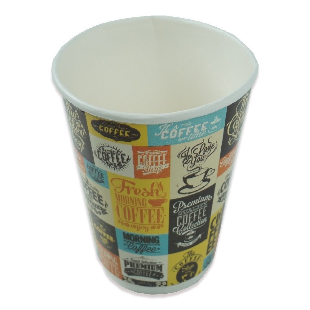 14 oz Desenli Double Wall Karton Bardak