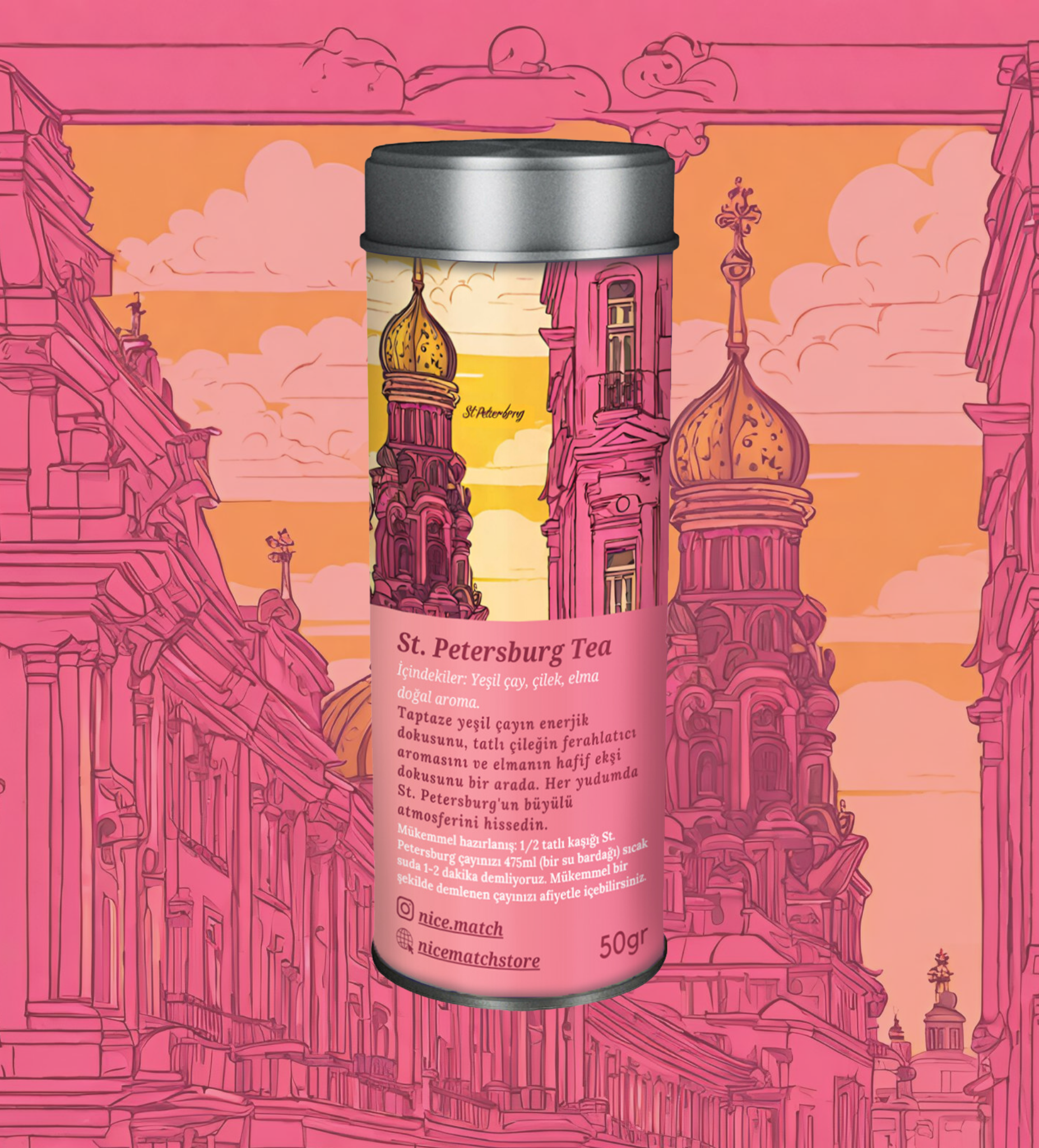 ST. Petersburg Tea - Çilekli Yeşil Çaylı ST. Petersburg Çayı