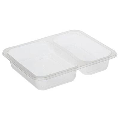 2 Bölmeli Film Yapıştırmalı Gıda Kabı Şeffaf 23 gr