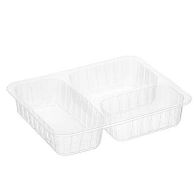 3 Bölmeli Film Yapıştırmalı Gıda Kabı Şeffaf 20 gr