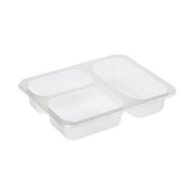 3 Bölmeli Film Yapıştırmalı Gıda Kabı Şeffaf 23 gr