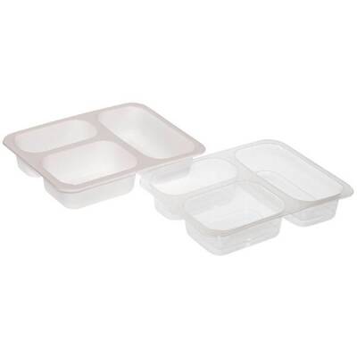 3 Bölmeli Film Yapıştırmalı Gıda Kabı Şeffaf 23 gr
