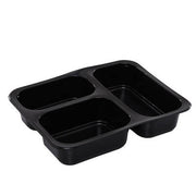 3 Bölmeli Film Yapıştırmalı Gıda Kabı Siyah 23 gr