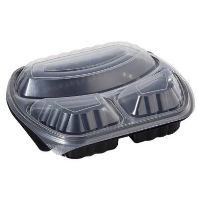 3 Bölmeli Kapaklı Gıda Kabı (Sıcağa Dayanıklı)