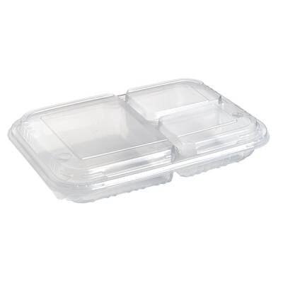 3 Bölmeli Kendinden Kapaklı Kebap Kabı