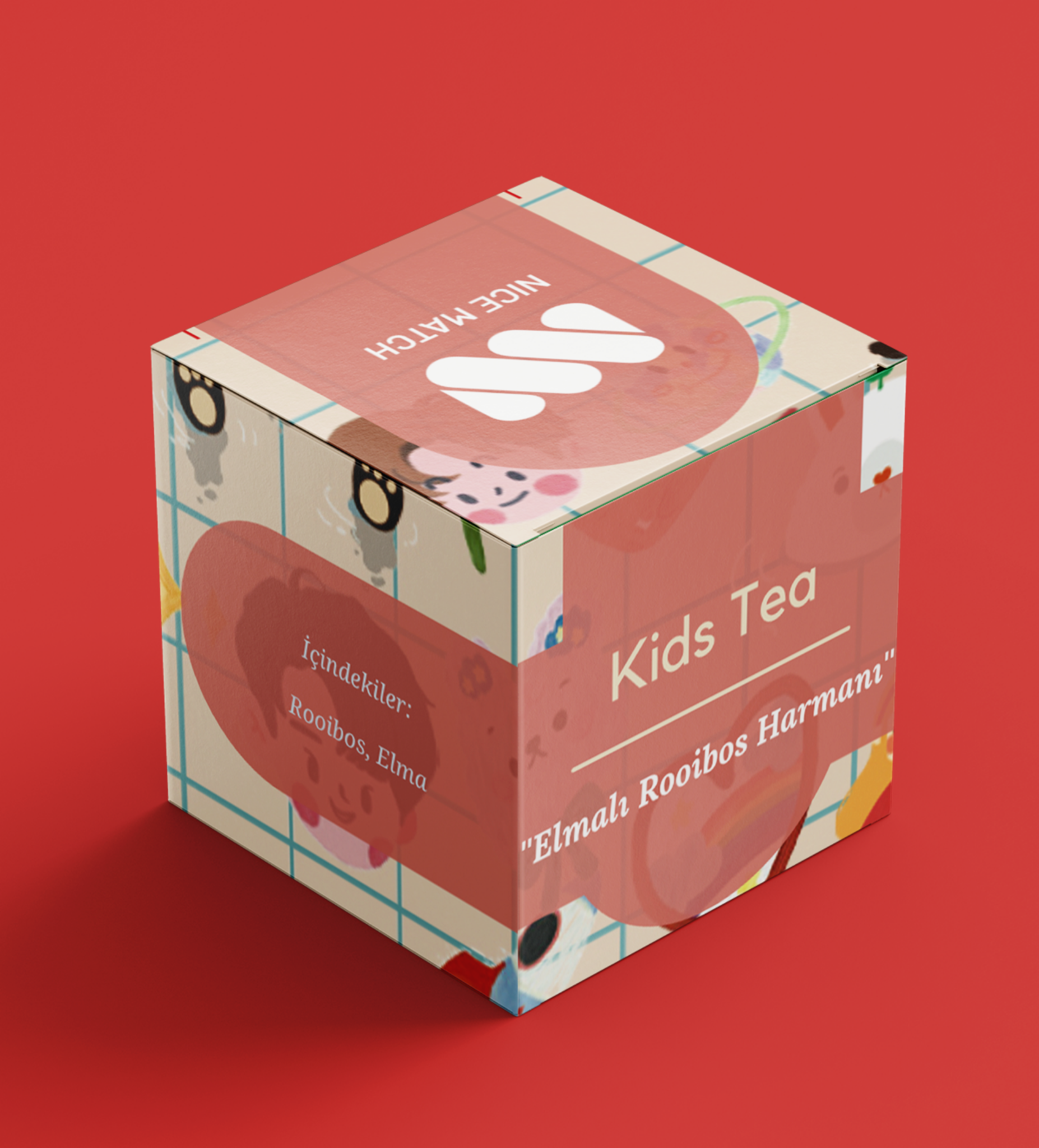 Kids Tea - Elmalı Rooibos Harmanı Müslin Bez 12'li Poşet Çay Kutusu