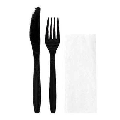 3'lü Ultra Lüks Siyah Çatal Bıçak Yemek Seti