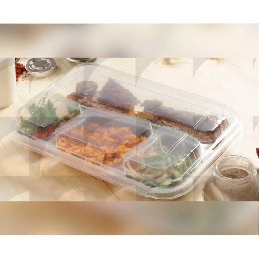 4 Bölmeli Kapaklı Kebap Kabı - 25 Adet