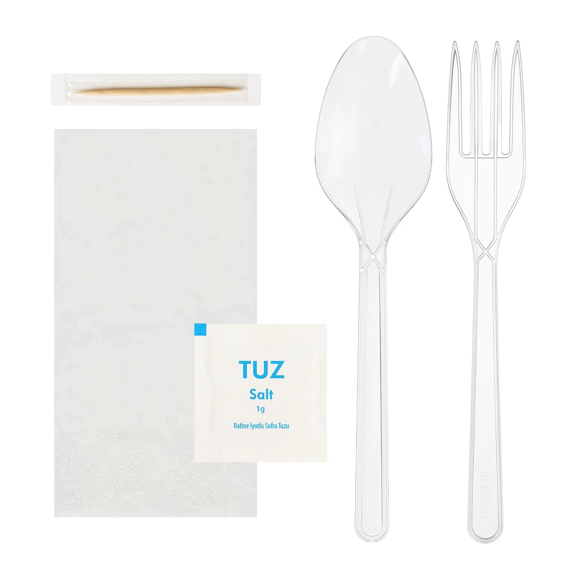 5li Lüks Yemek Seti Şeffaf (YMKSET-02-SEFFAF) - 50 Adet