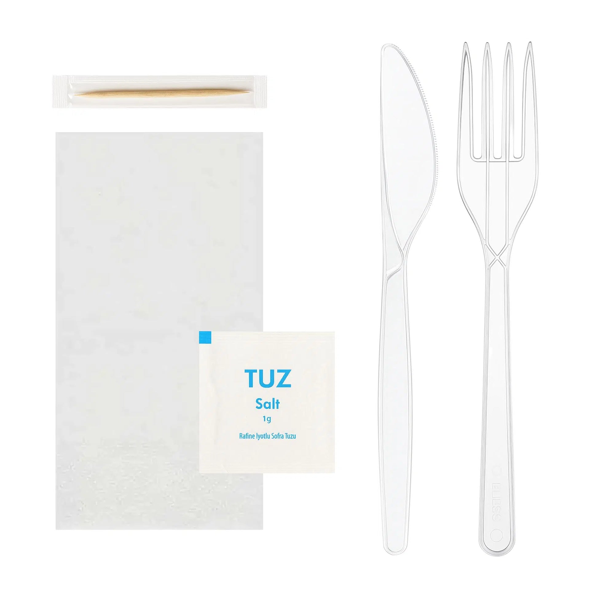 5li Lüks Yemek Seti Şeffaf (YMKSET-03) - 50 Adet