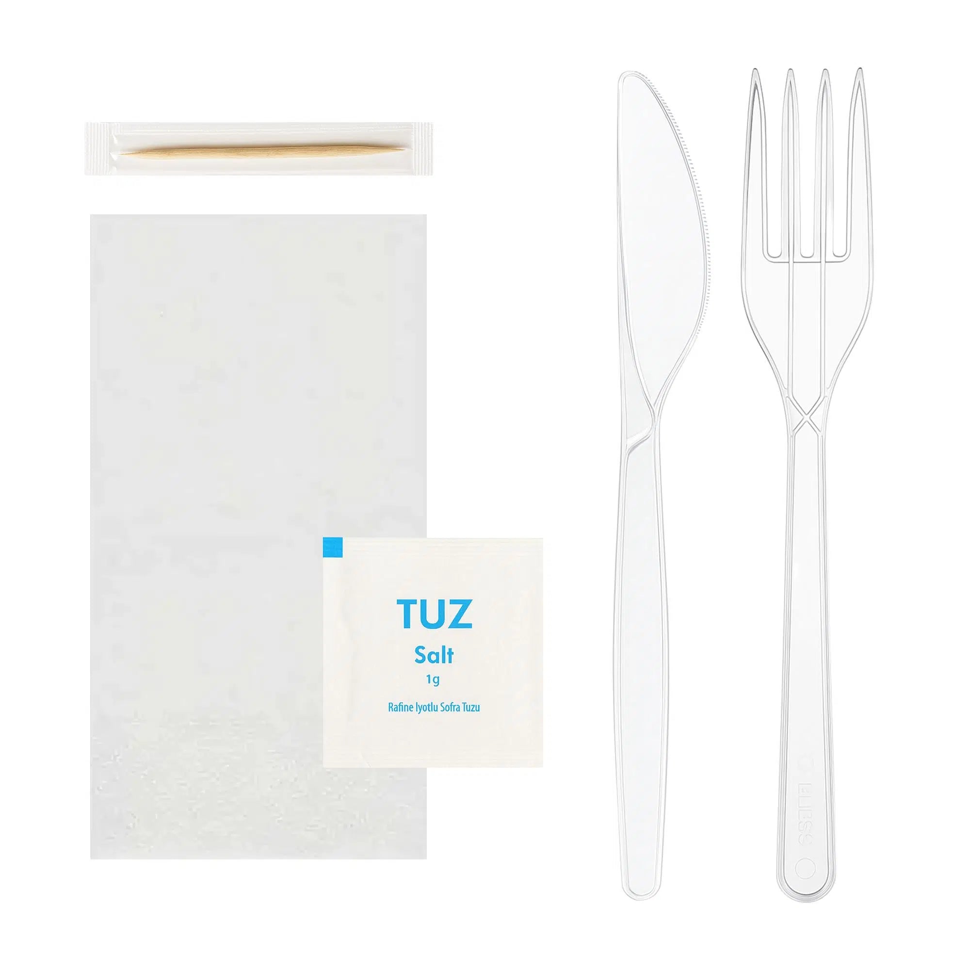 5li Lüks Yemek Seti Şeffaf (YMKSET-03) - 50 Adet