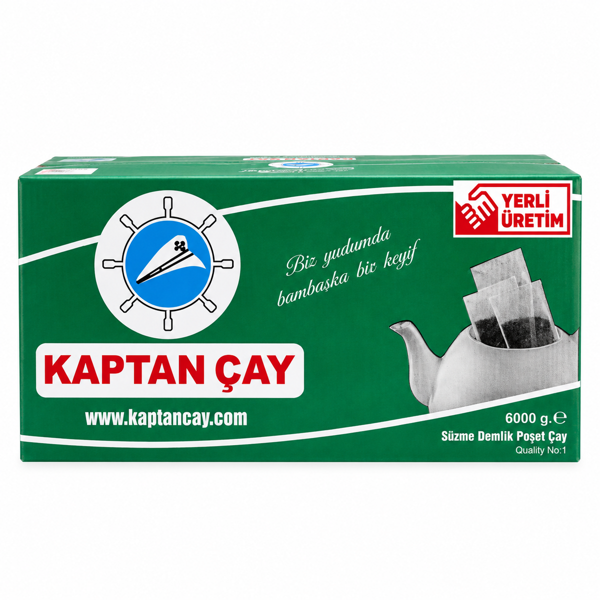 Kaptan Bergamot Aromalı Çay Süzen Demlik Poşet Yeşil Koli, 6 KG