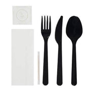 6'lı Lüks Siyah Çatal Bıçak Kaşık Yemek Seti