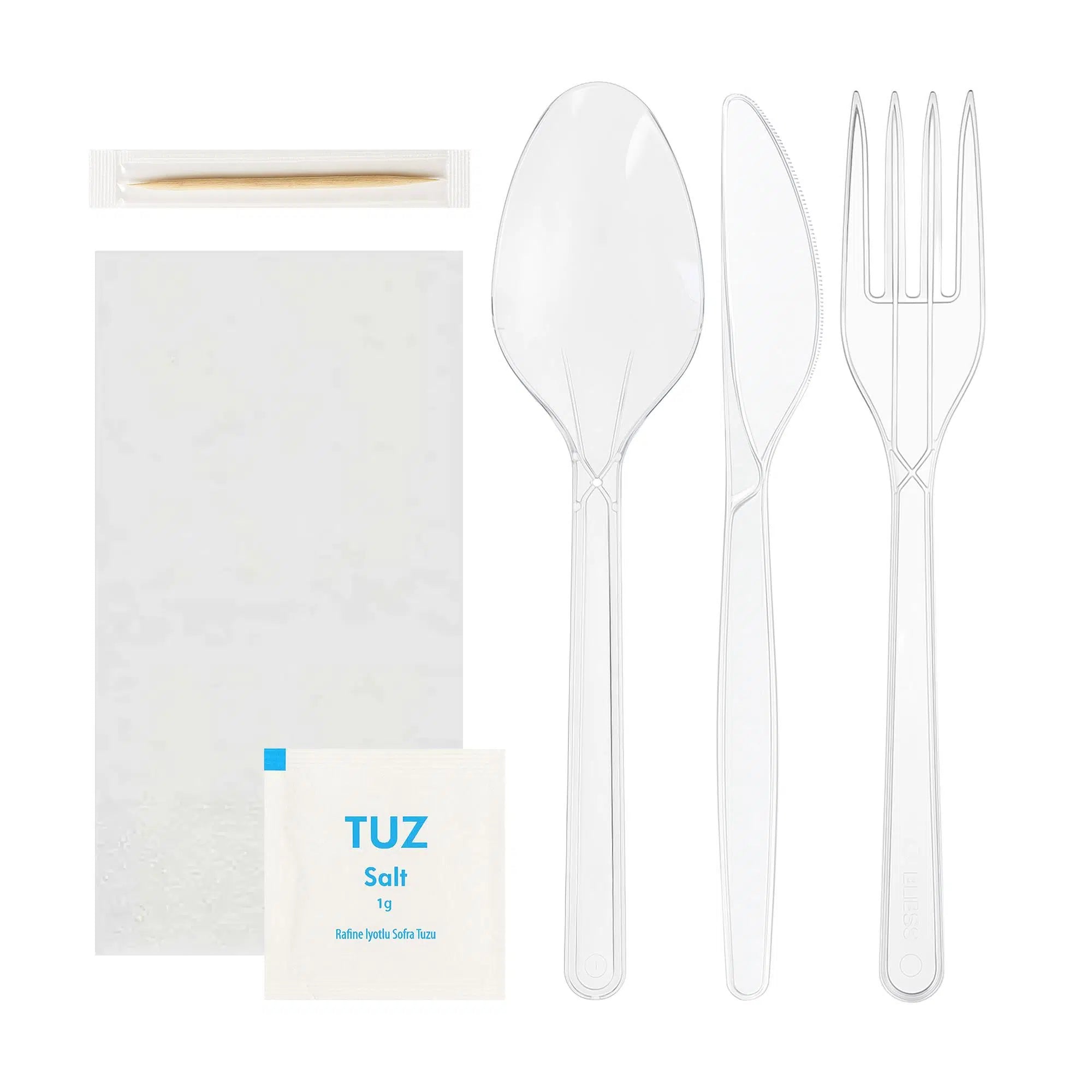 6lı Lüks Yemek Seti Şeffaf (YMKSET-05) - 50 Adet