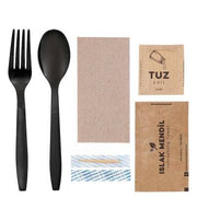 6'lı Ultra Lüks Çatal Kaşık Yemek Seti Siyah