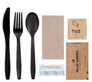 7'li Ultra Lüks Çatal Kaşık Bıçak Yemek Seti Siyah