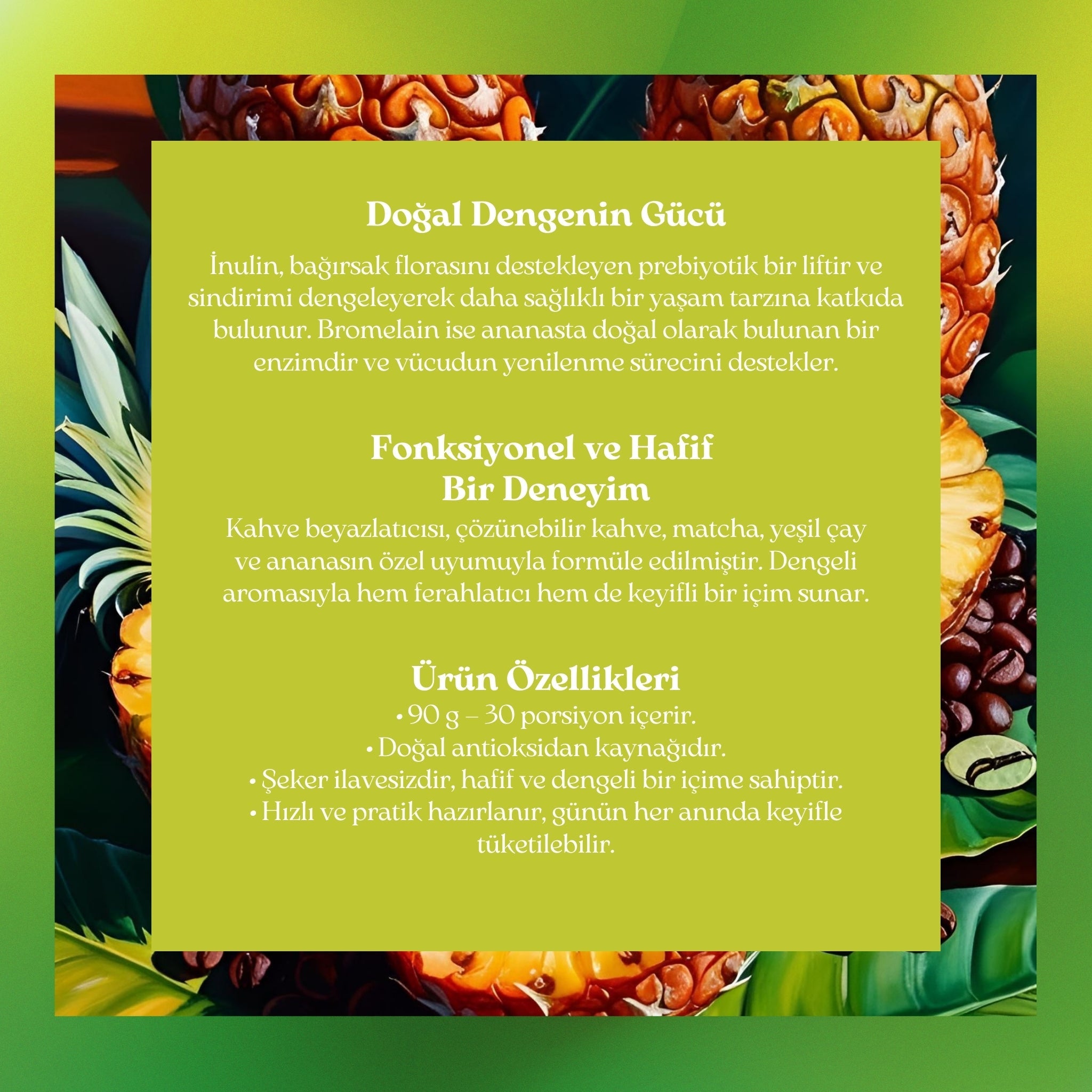 Inulin & Bromelain Coffee - Inulin, Bromelain, Matcha, and Pineapple Shape Coffee