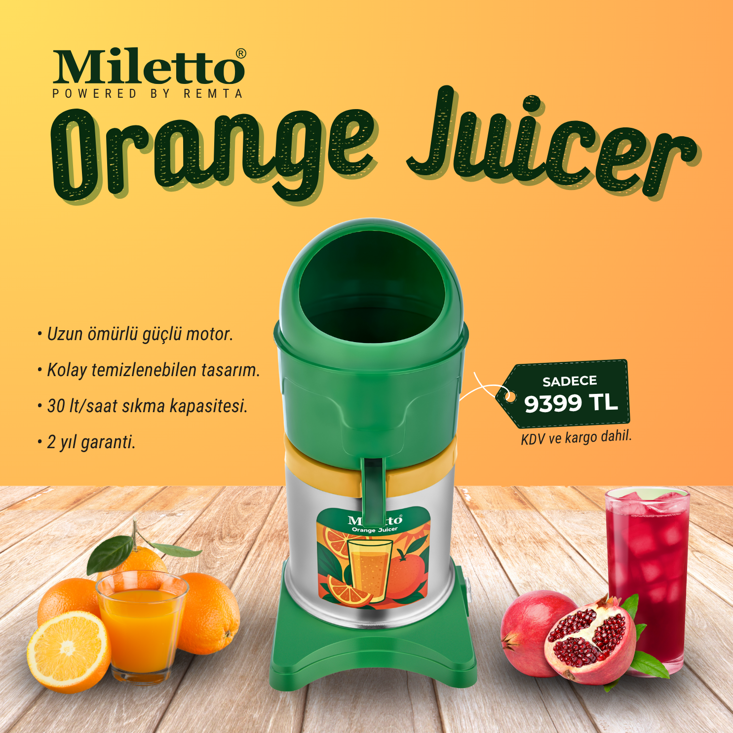 Miletto Profesyonel Portakal Sıkma Makinası - MS10Y