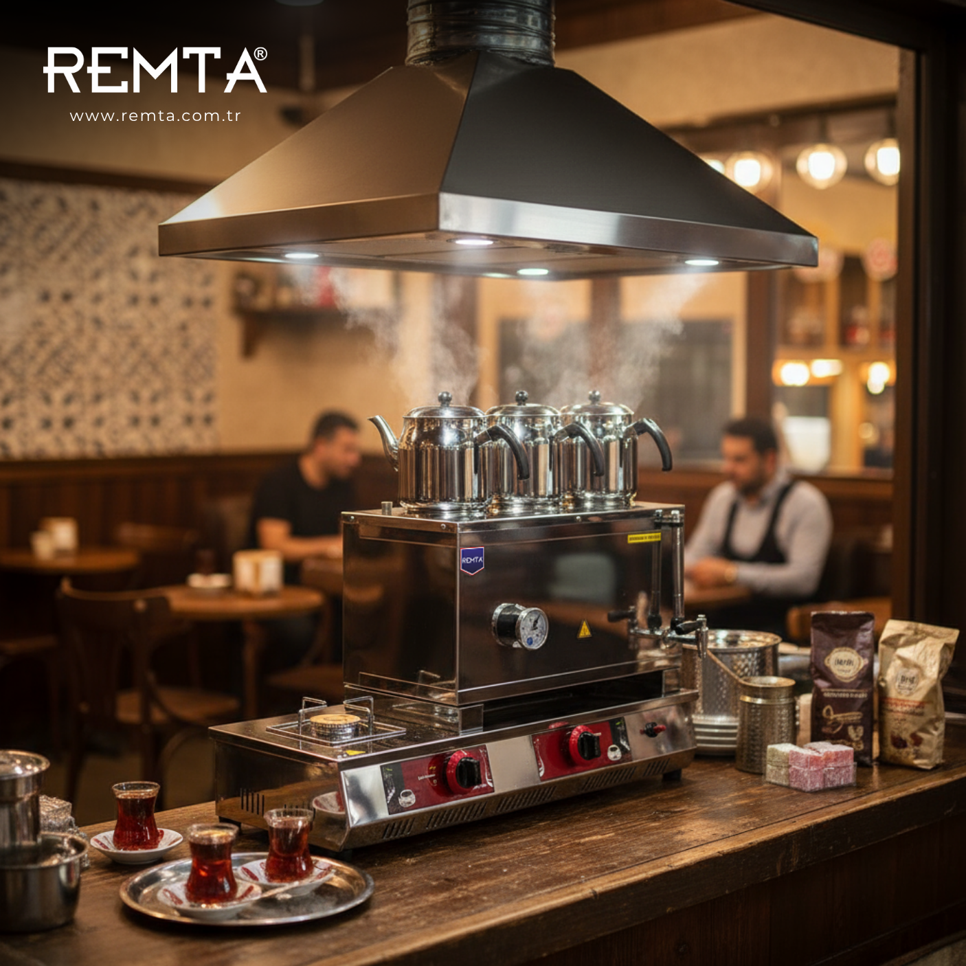 Remta 55 Model 3 Demlikli Gazlı (CE) Çay Ocağı 34 lt