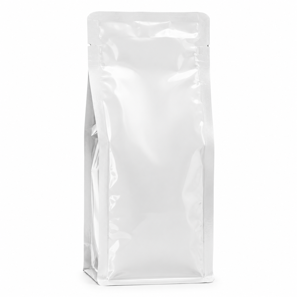 Parlak Beyaz Metalize Flat Bottom Torba, 11,5 x 20 + 7 cm