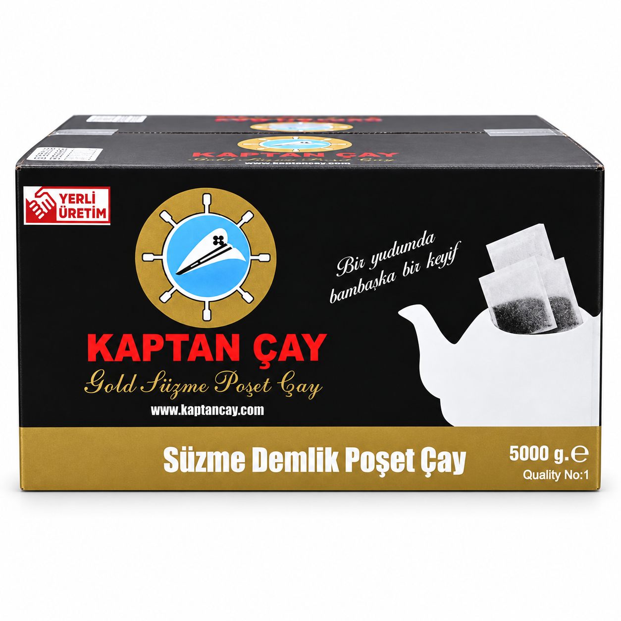 Kaptan Çay Süzen Demlik Poşet Siyah Koli, 5 KG