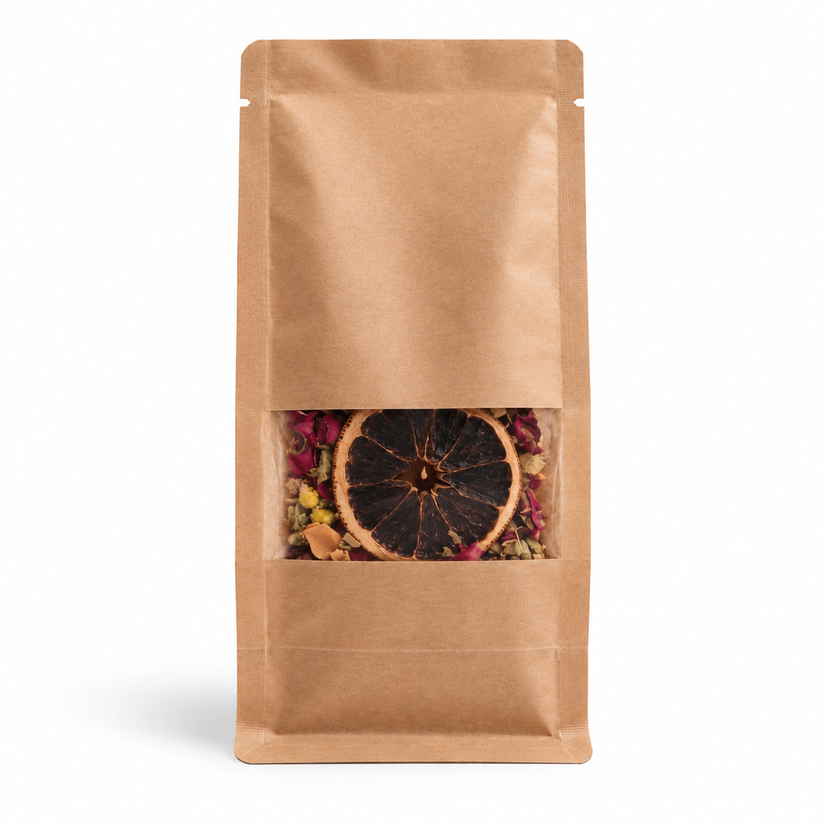 Kraft Pencereli Flat Bottom Torba, 11 x 28 + 8 CM