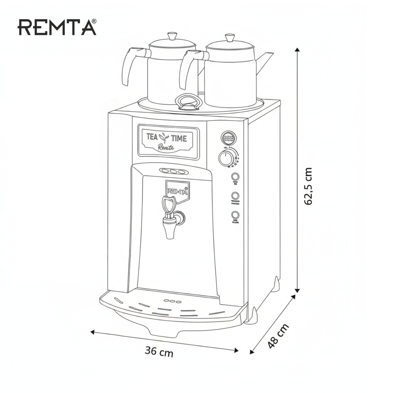 Remta 2 Demlikli 23 lt Premium Jumbo Çay Makinesi Şamandıralı - DE11SP