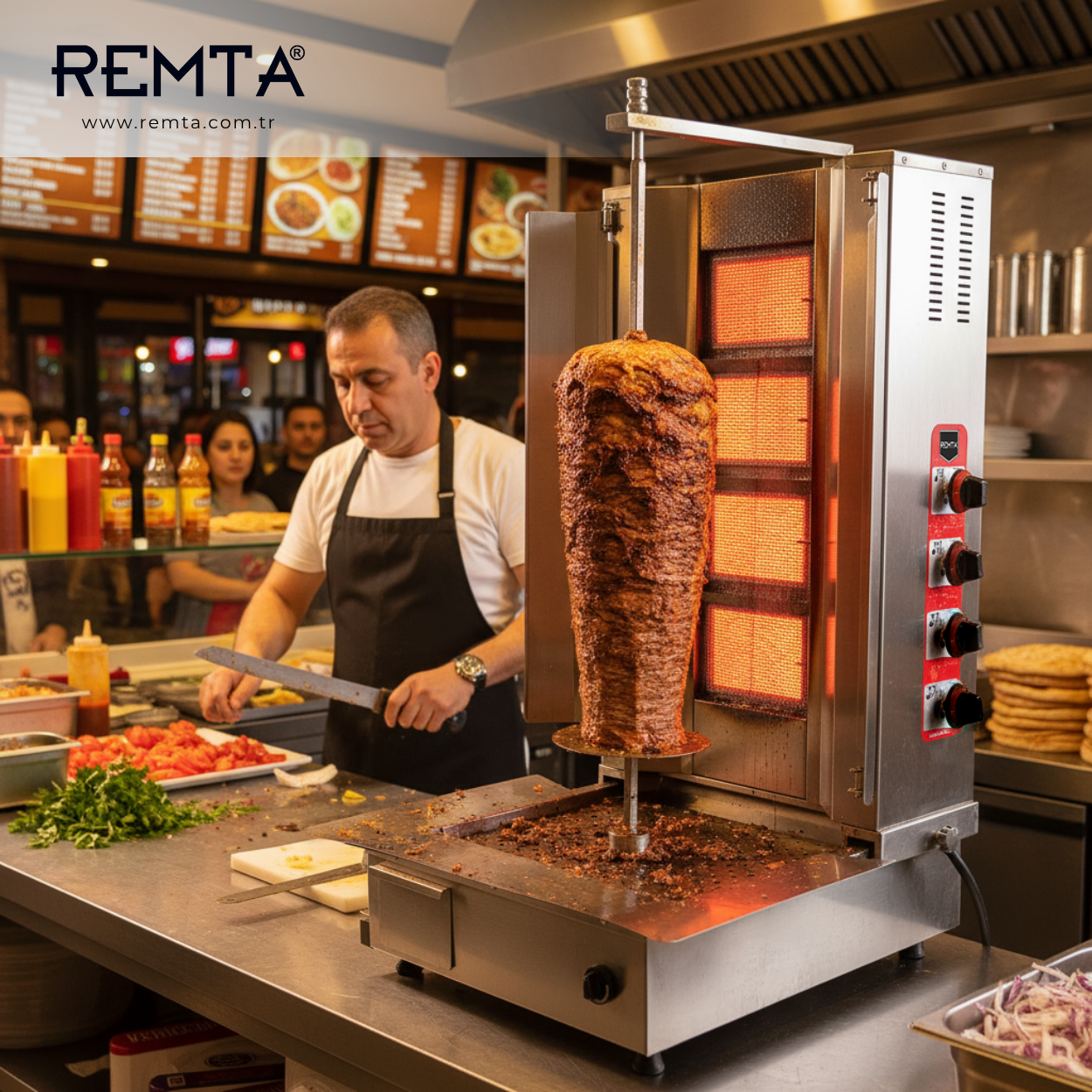 Remta 4 Radyanlı Alttan Motorlu Gazlı (CE) Döner Ocağı - D08(A)