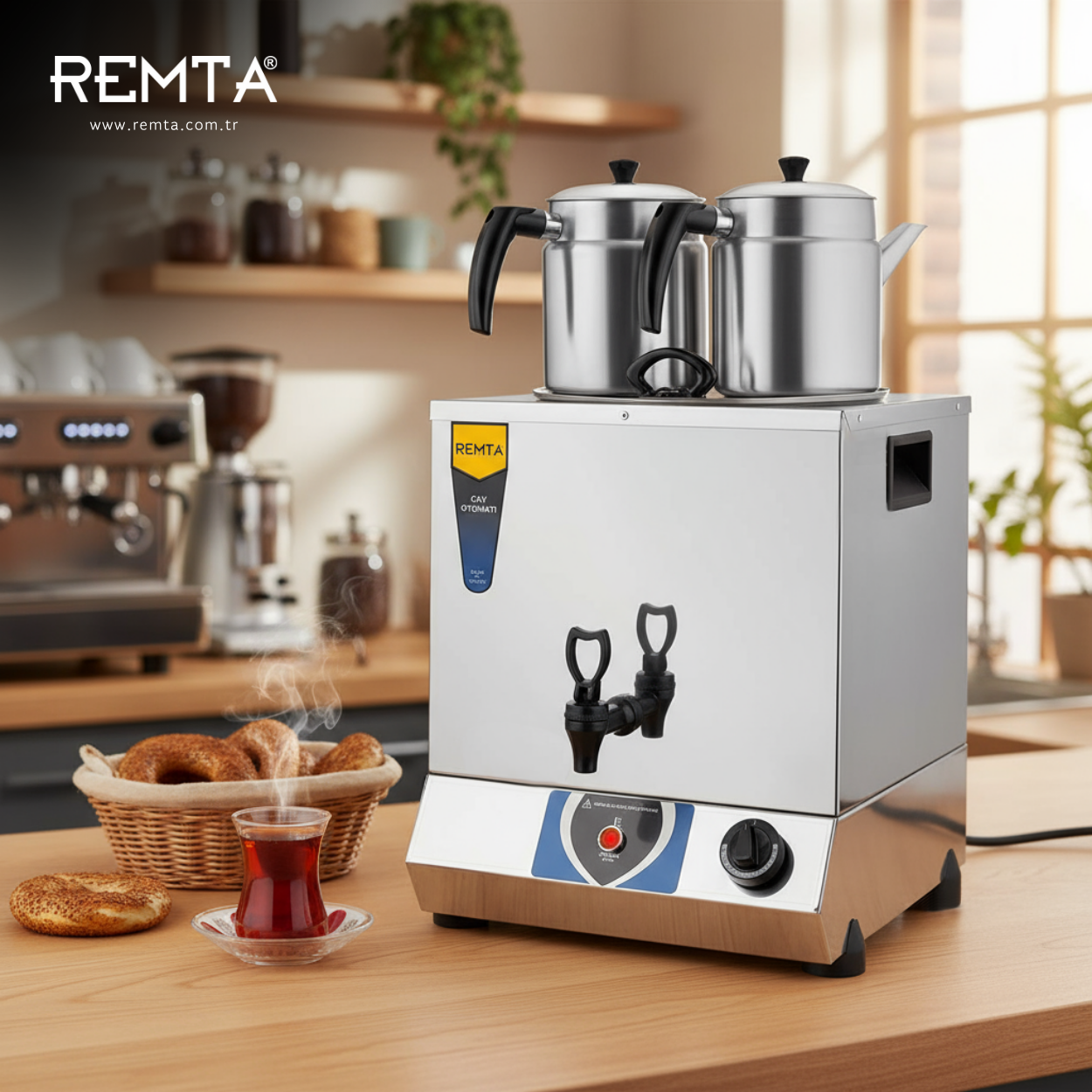Remta 17 lt Çift Demlikli Elektrikli Kahveci Çay Ocağı - (Demlikler Dahil)