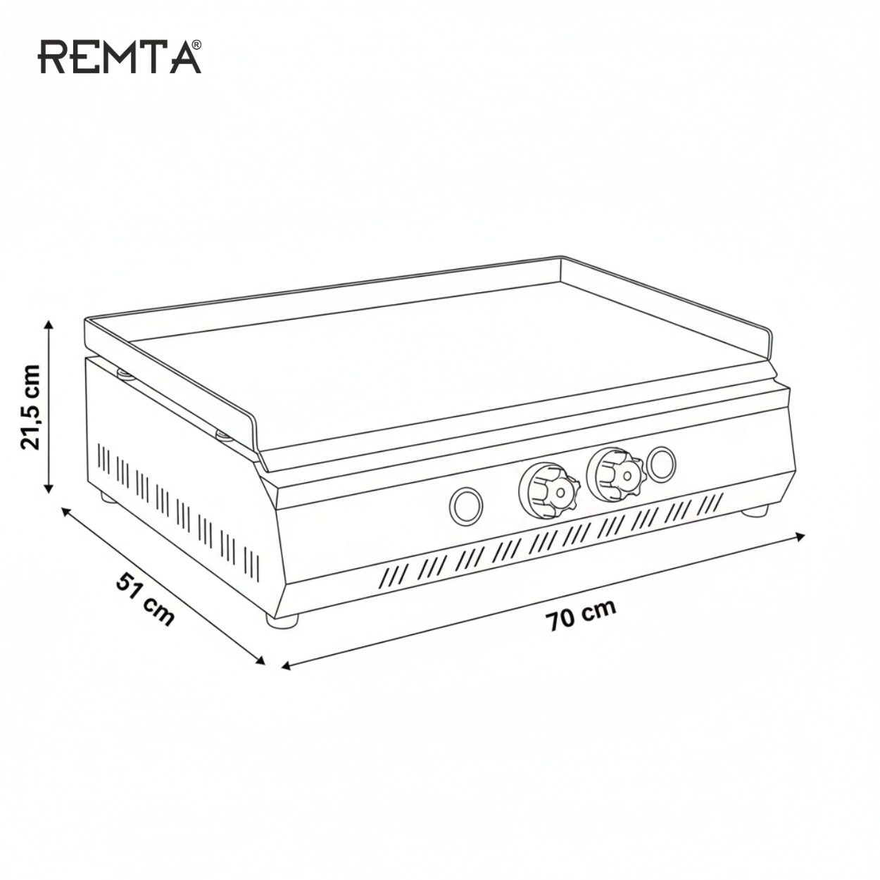 Remta 70 cm Pleyt Yarı Oluklu Izgara Elektrikli