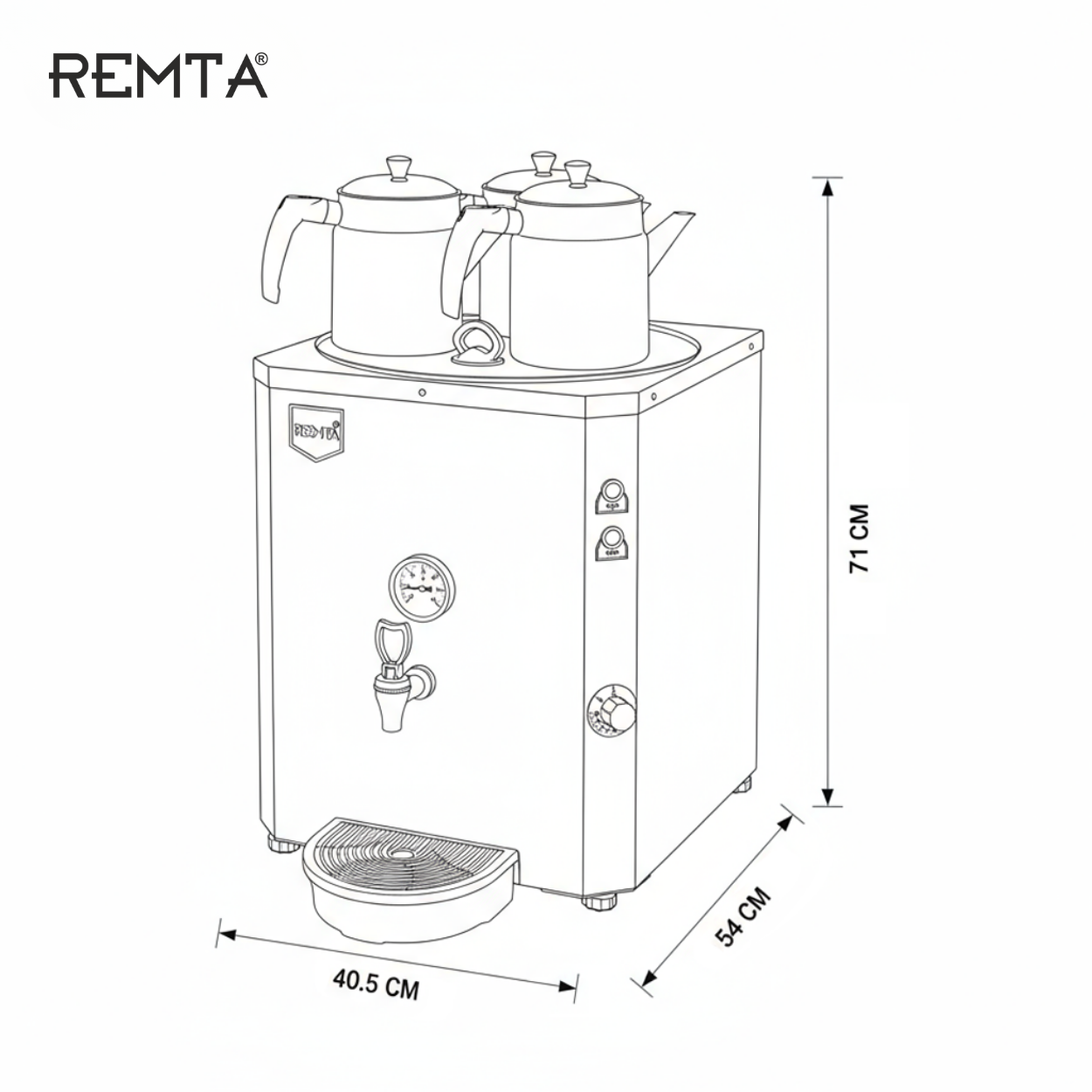 Remta 3 Demlikli 40 lt Jumbo Çay Makinesi