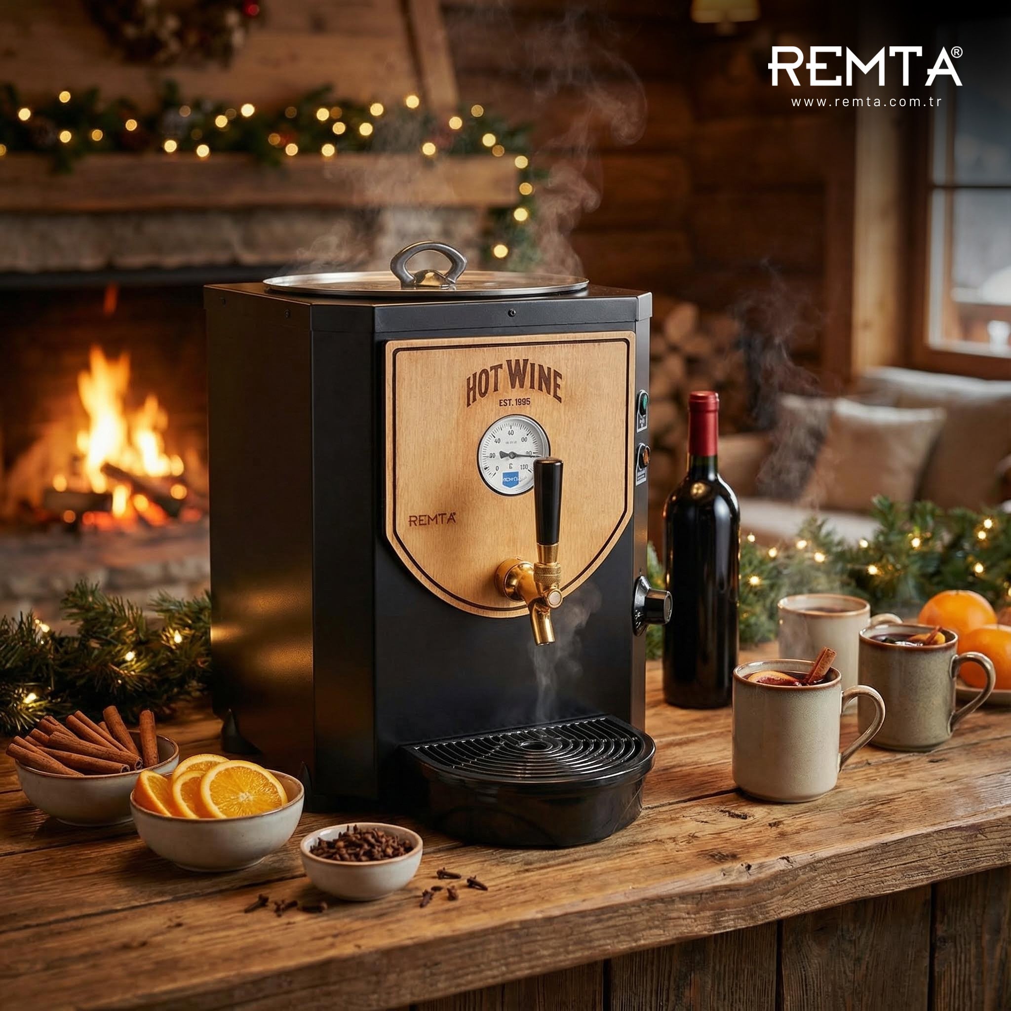 Remta Profesyonel Sıcak Şarap Makinesi - Şarap Isıtıcı Siyah 9 lt - DE12(L)