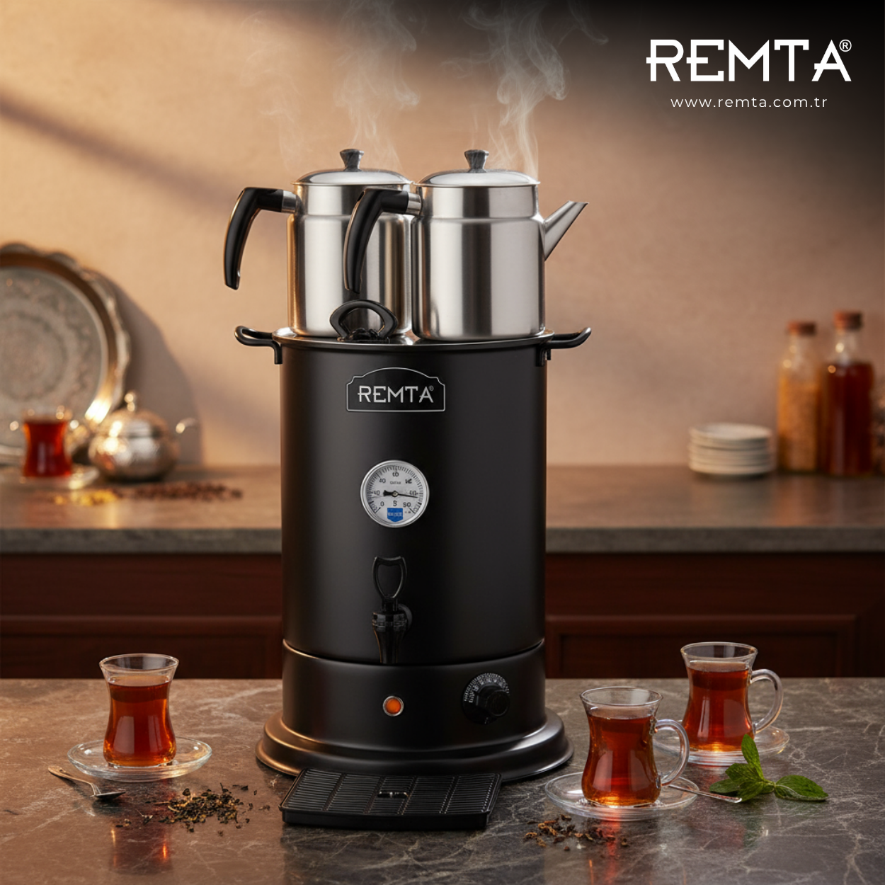 Remta 2 Demlikli Elite Çay Makinesi 18 lt - EL11