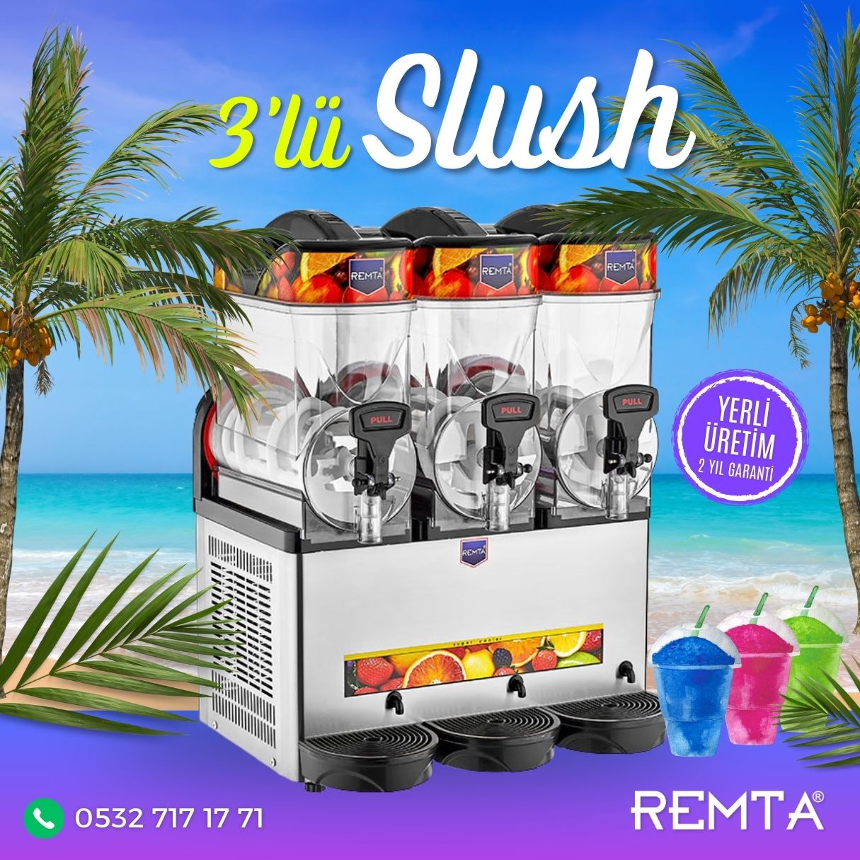Remta Üçlü Slush (Buzlaş-Karlamaç) Makinası 12+12+12 lt - ST27