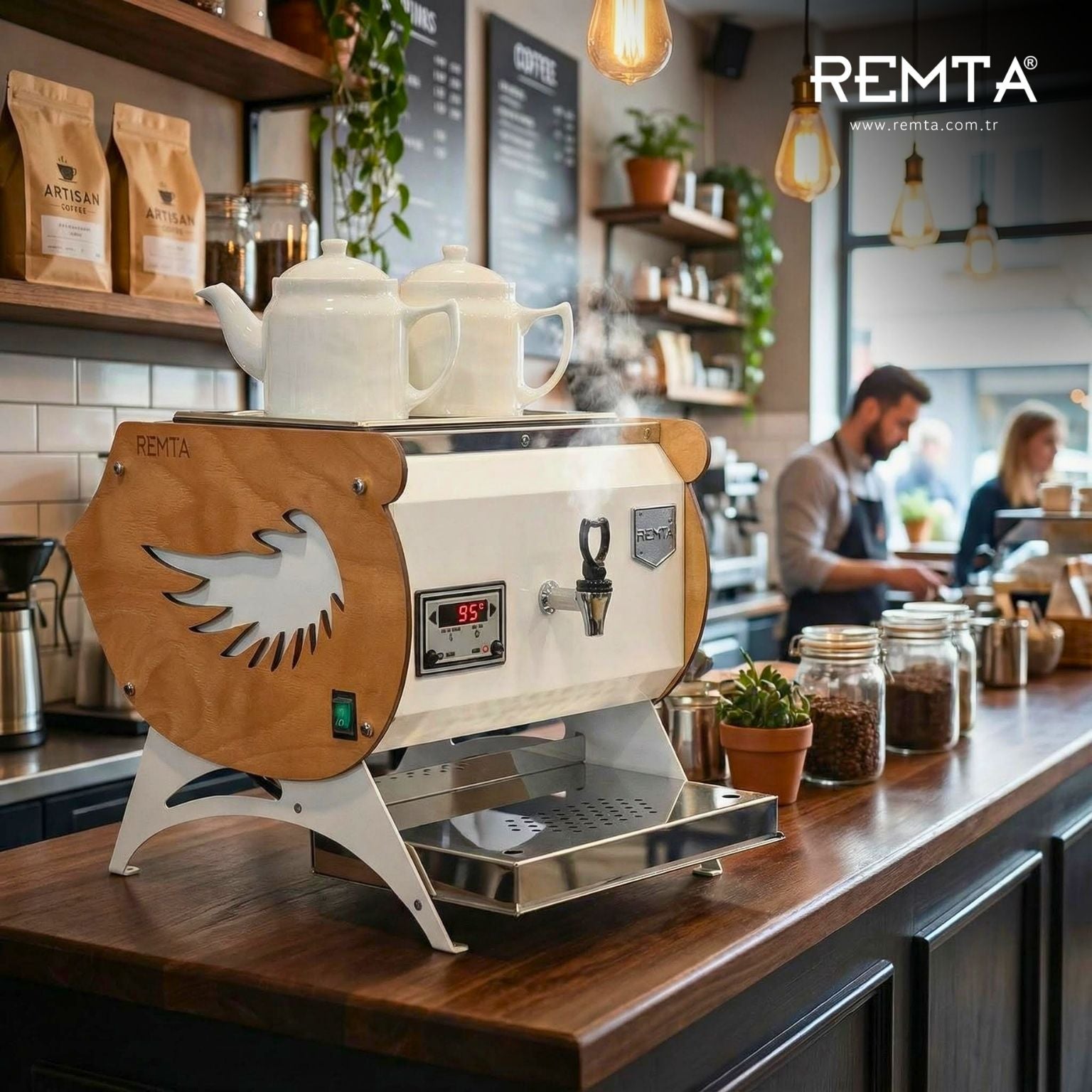 Remta Angel Model Çift Cidarlı 2 Demlikli Elektrikli Çay Makinesi 10 lt Şamandıralı - DE30S