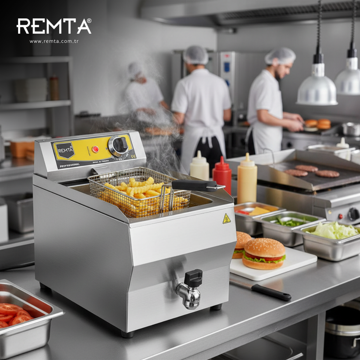 Remta 8 lt Yağ Tahliye Musluklu Elektrikli Fritöz - R110