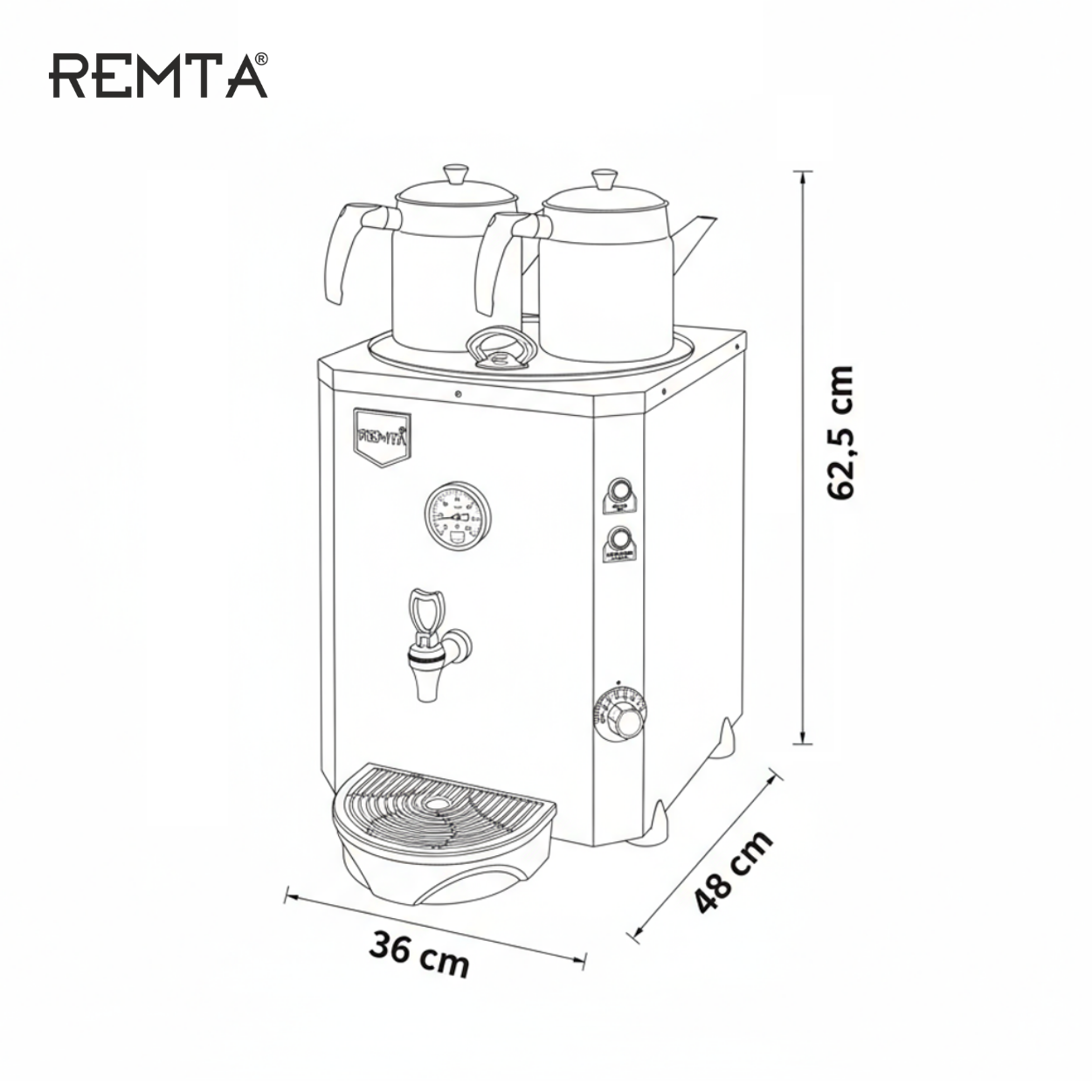 Remta 2 Demlikli 23 lt Jumbo Çay Makinesi