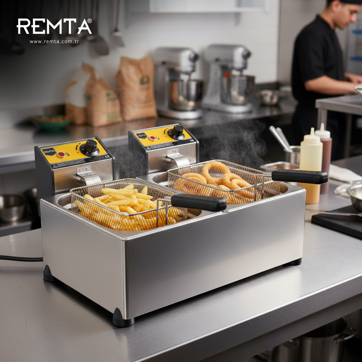 Remta 5+5 lt Çiftli Elektrikli Fritöz - R93