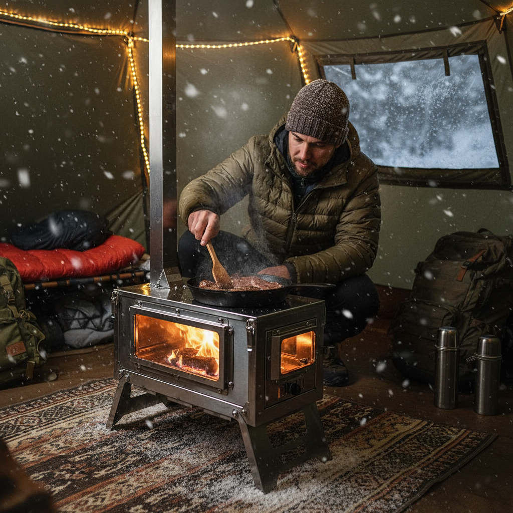 Remta Paslanmaz Çelik Mini Katlanır Kamp Çadır Sobası - KM02