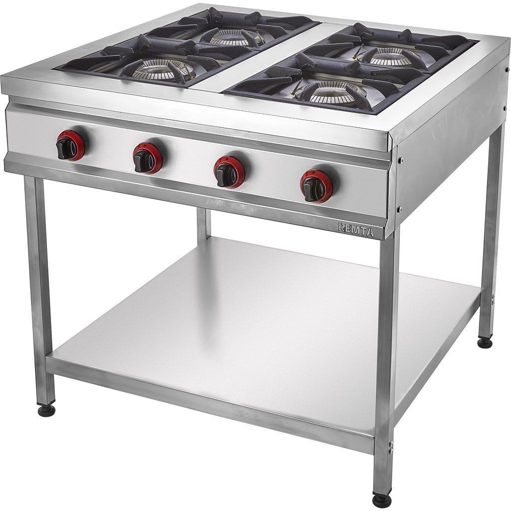 Remta 4'lü Ayaklı Taban Raflı Gazlı Lokanta Ocağı