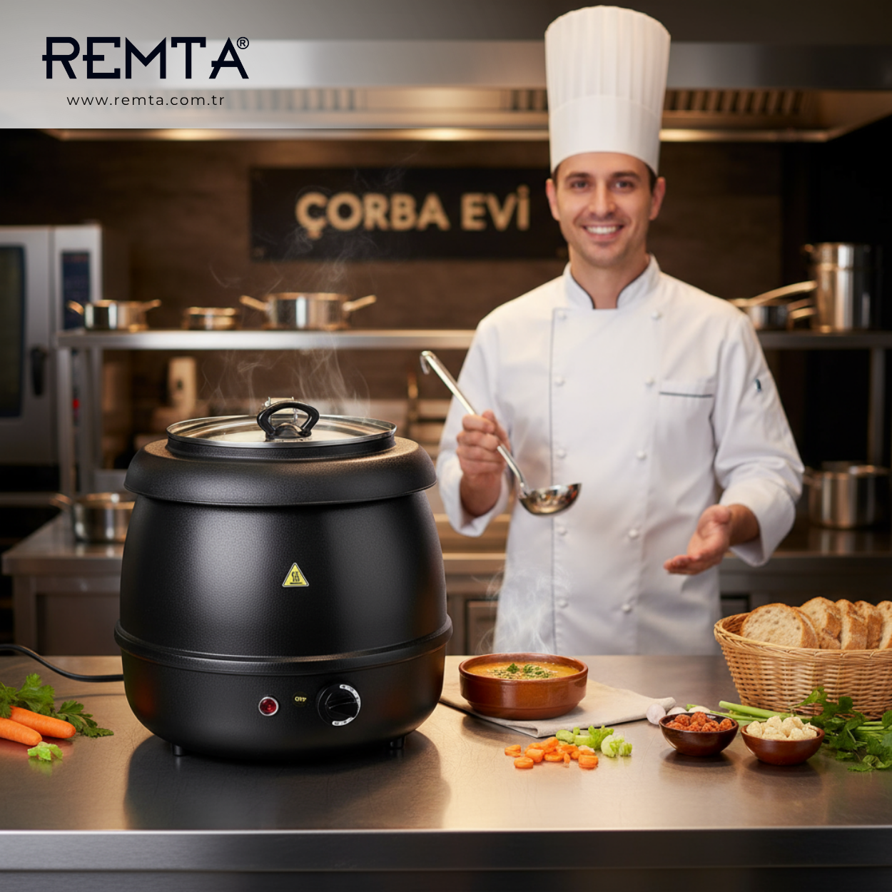 Remta Çorba Isıtıcı Yuvarlak Siyah 9 lt - CB10